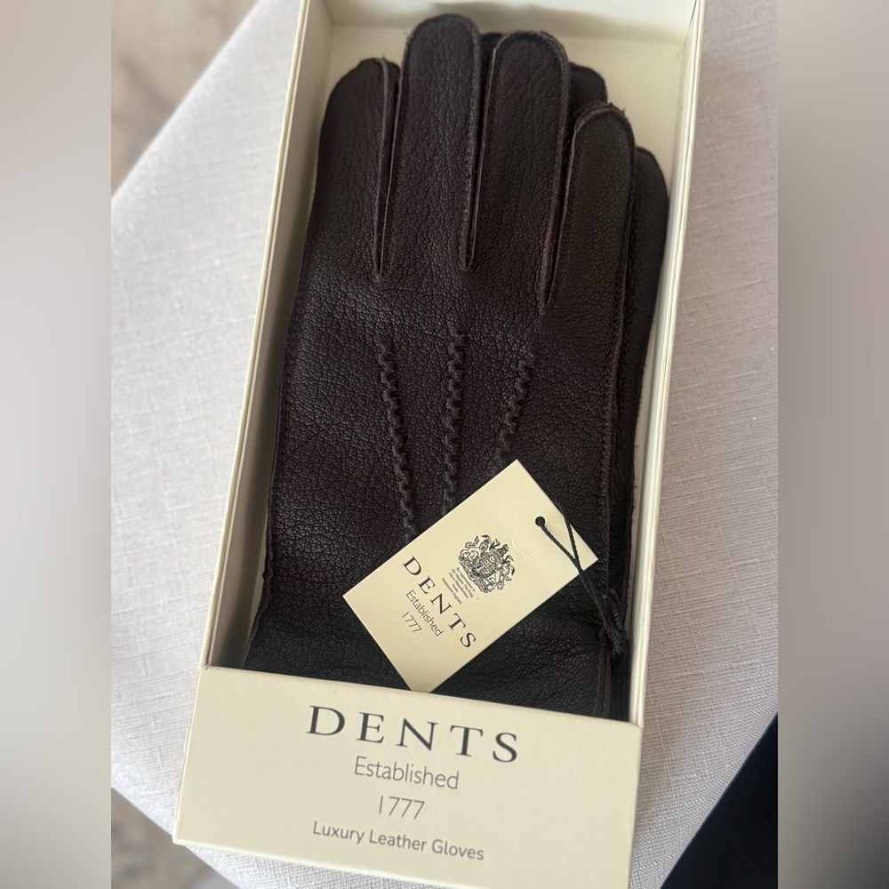 Dents Luxury Leather Gloves Brown Size M NIB